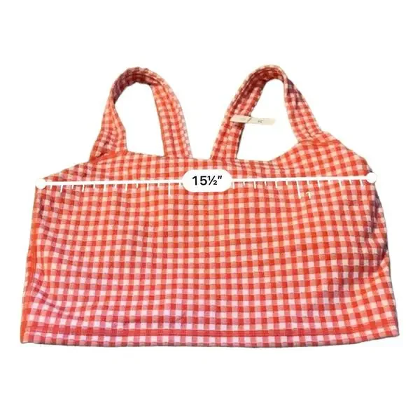 Offline by aerie Red & White Gingham Square Neck Crop Top Shelf‎ Bra Sz XL NEW - Picture 7 of 8